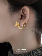 Loong 24K Gold/18K Platinum-Plated Cloud Loong Earrings™