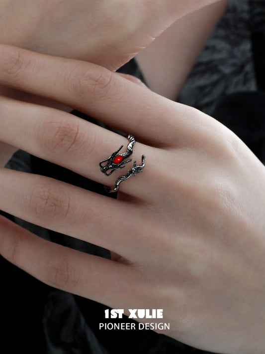 Loong S925 Sterling Silver Black Gold Plating Crystal Open End Ring™