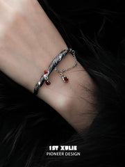 Lucifer Red Crystal 18K Black Gold Charm Bangle Bracelet™