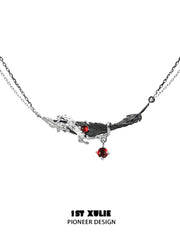 Lucifer Red Crystal 18K Black Gold Feather Necklace™