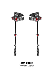 Lucifer Red Crystal 18K Black Gold Earclips Ear Clips™