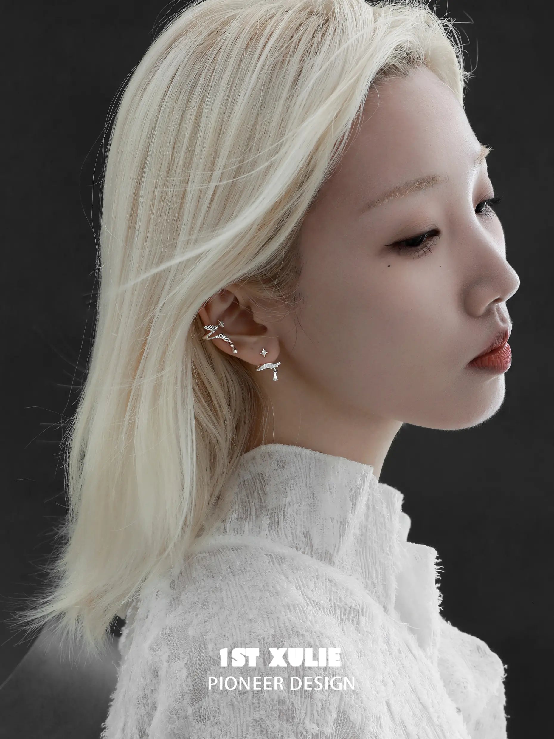 루시퍼 925 스털링 실버 스몰 신생아 깃털 스터드 귀걸이™