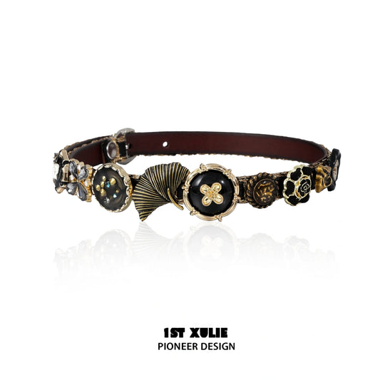 Lucky Cat 18K Gold Plated Premium Leather Vintage Buttons Choker™
