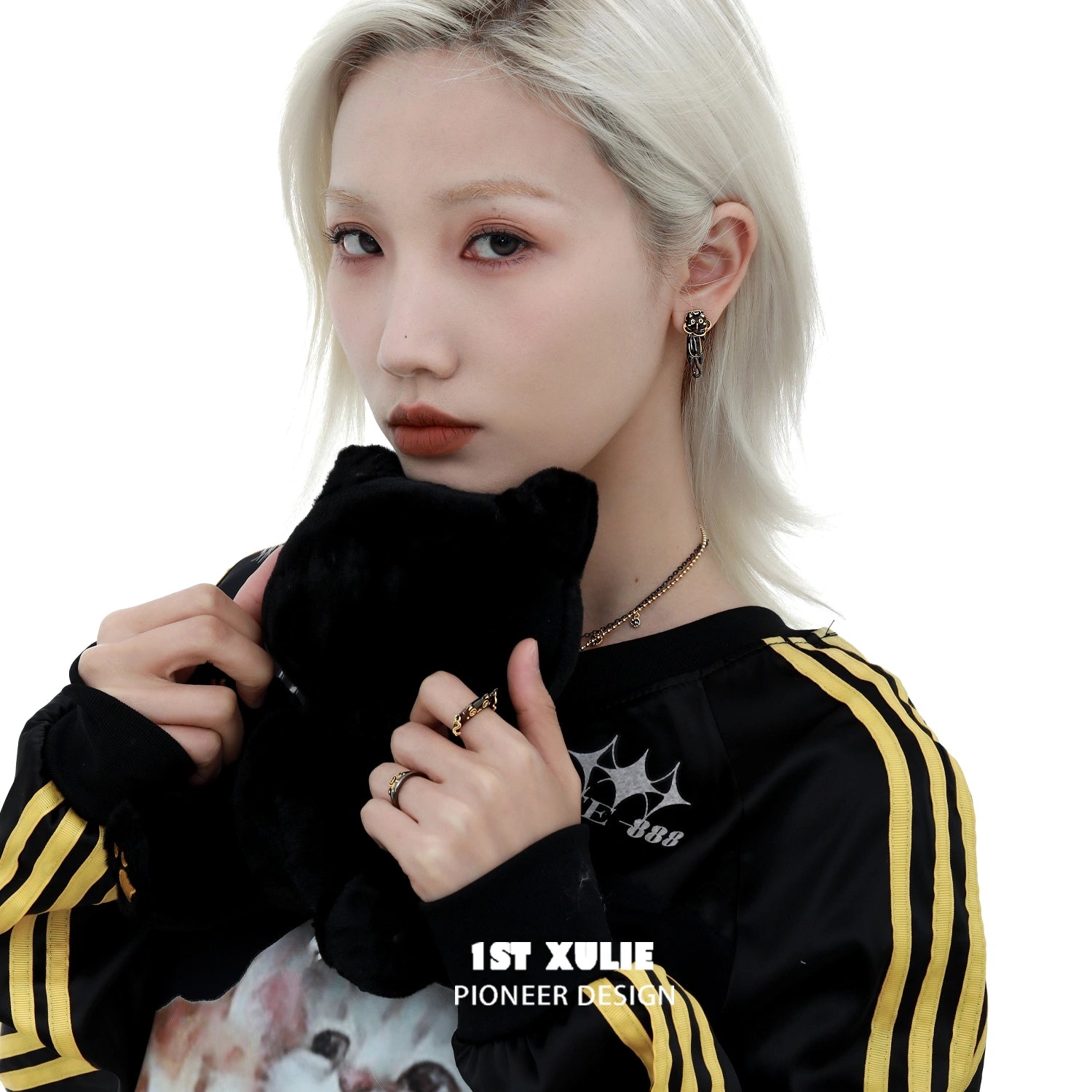 Lucky Cat S925 스털링 실버 18K 골드 도금 고양이 오픈 엔드 링 A™