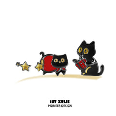 Lucky Cat S925 Sterling Silver 18K Gold Plated Stud Earrings™