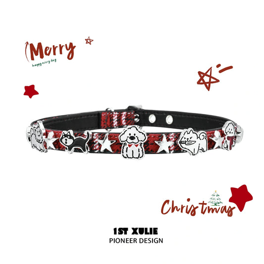 MERRY CHRISTMAS 2024 Christmas Graffiti Puppy Leather Nylon Chokers Necklaces™