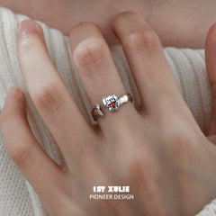 MERRY CHRISTMAS 2024 Christmas Graffiti Puppy S925 Sterling Silver Adjustable Open-End Rings™