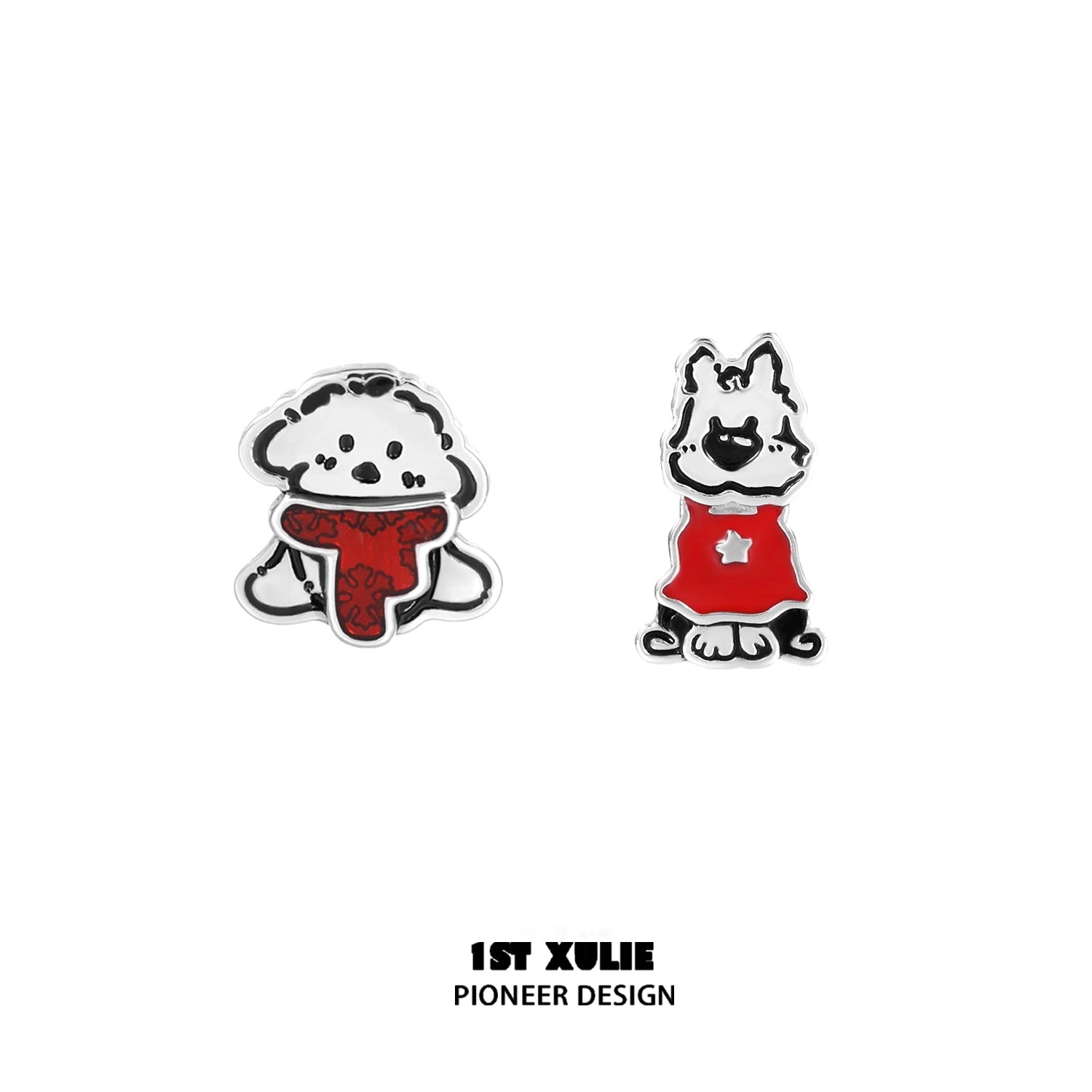 메리 크리스마스 2024 크리스마스 그래피티 강아지 S925 스털링 실버 스터드 귀걸이™