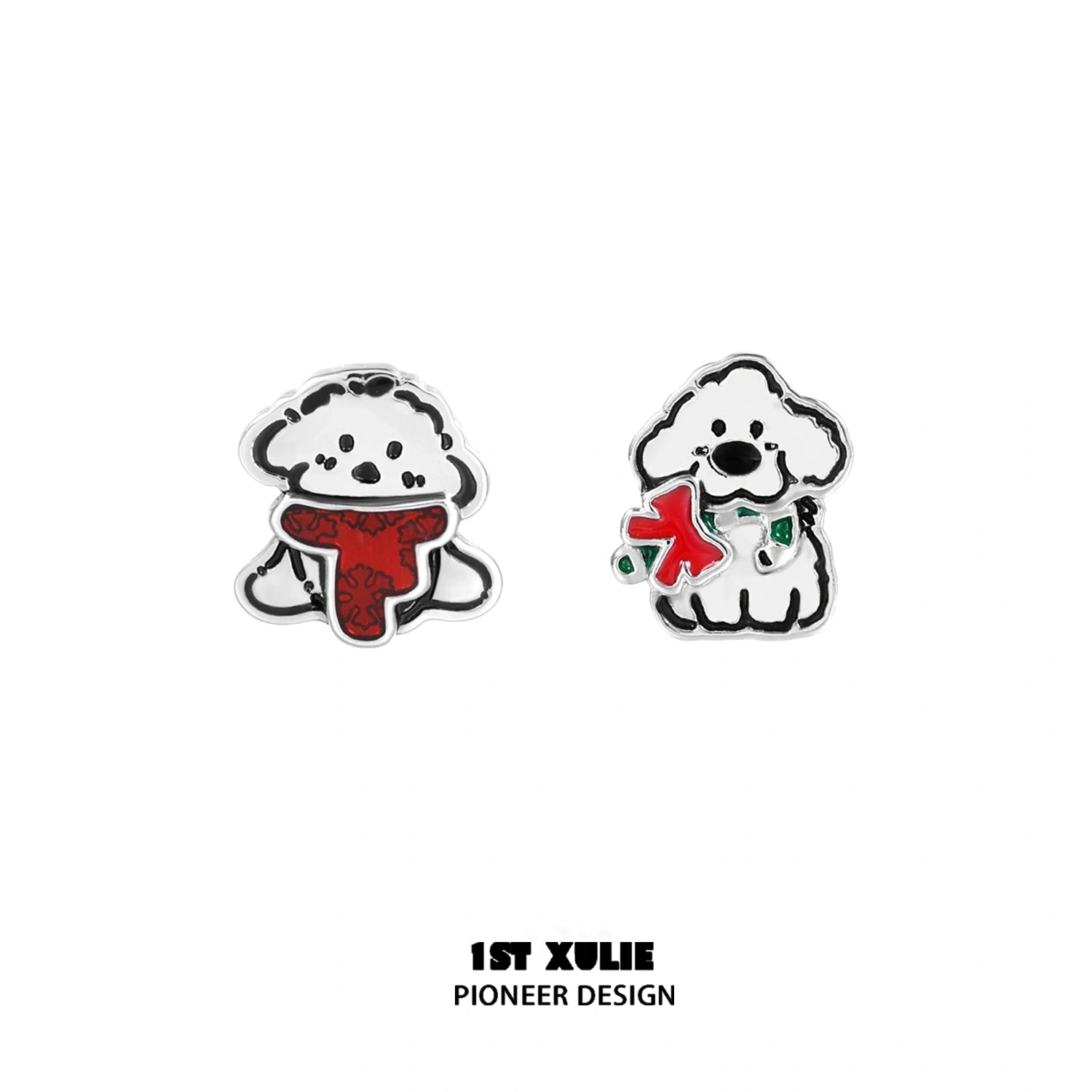 메리 크리스마스 2024 크리스마스 그래피티 강아지 S925 스털링 실버 스터드 귀걸이™