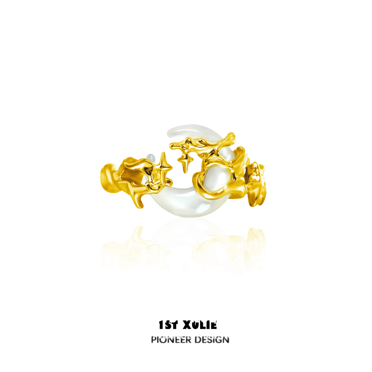 MYTH OF THE MOON 24K 골드 도금 S925 스털링 실버 조절식 오프닝 링™