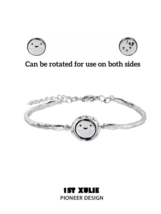 Mood Diary 925 Sterling Silver Heart Broken Adjustable Open Bangle Bracelet™