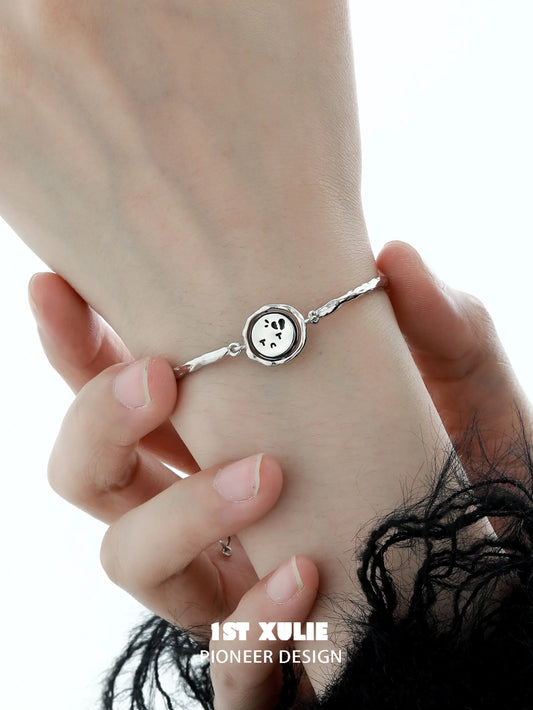 Mood Diary 925 Sterling Silver Heart Broken Adjustable Open Bangle Bracelet™