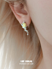 Nom Nom Snake 18K Platinum Plating Zircon Earrings™