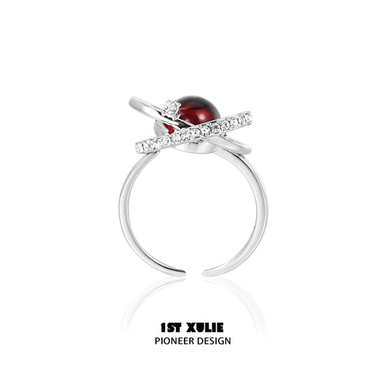 Red Nebula S925 Sterling Silver Stud Open-End Ring™