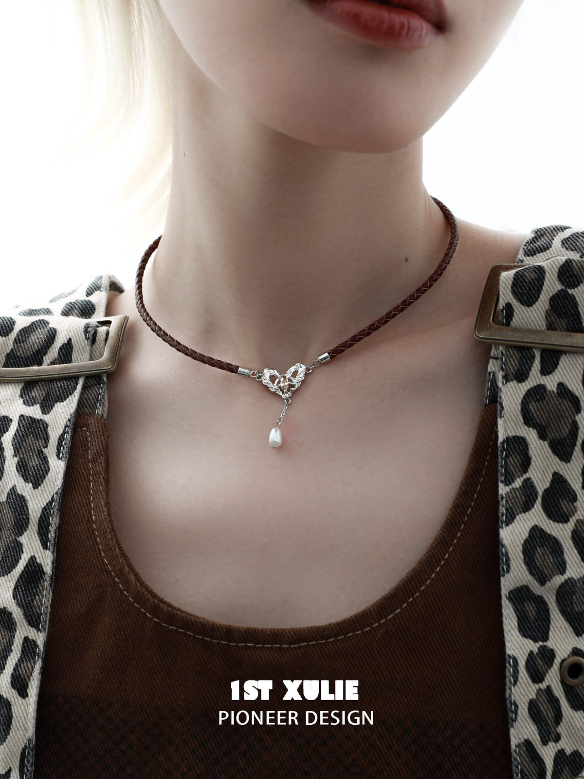 Rose Believer S925 Sterling Silver Cowhide Rope Zircon Chocker Chokers Necklaces™