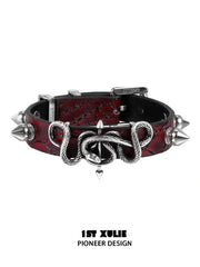 Snake Bite 18k Platinum Plated Leather Rivets Bangle Bracelet™