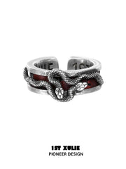 Snake Bite 18k Platinum Plated Leather Rivets Bangle Bracelet™