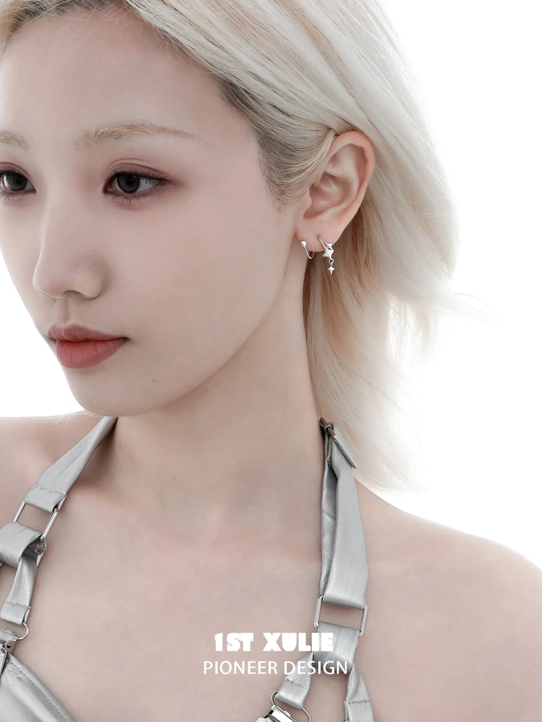 실버 엔젤 925 스털링 실버 별 모양 코일 귀걸이™