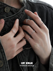 Silver Angel S925 Sterling Silver Irregular Twisted Adjustable Ring Set™