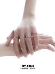 Silver Angel S925 Sterling Silver Irregular Twisted Adjustable Ring Set™