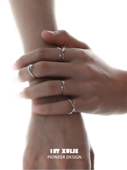 Silver Angel S925 Sterling Silver Irregular Twisted Adjustable Ring Set™