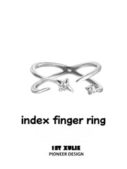 Silver Angel S925 Sterling Silver Irregular Twisted Adjustable Ring Set™
