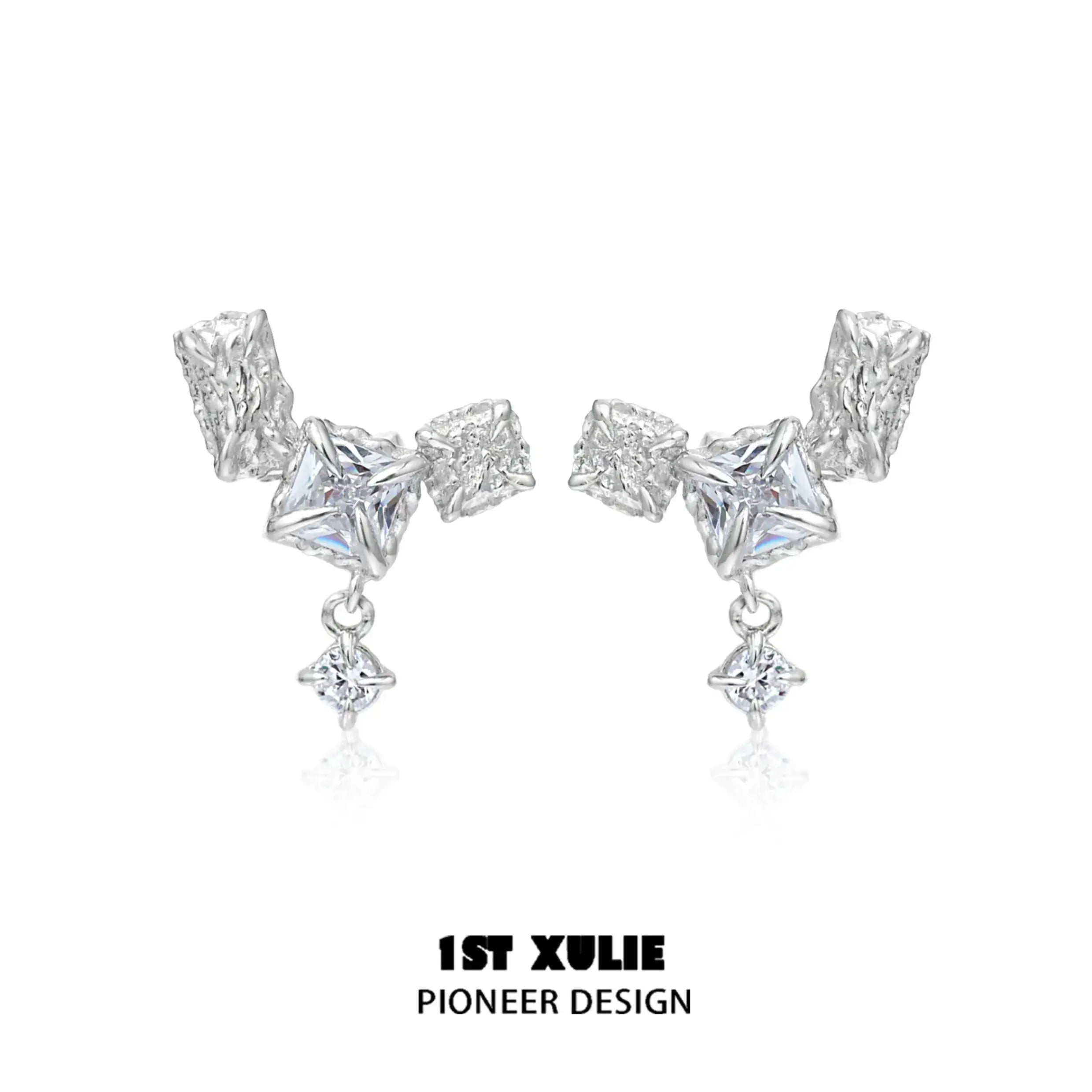 Silver Angel S925 Sterling Silver Zircon Polygonal Earrings™