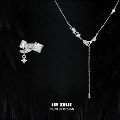 Silver Angel S925 Sterling Silver Zircon Tassel Chokers Necklaces™