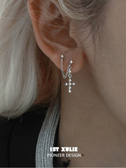 Silver Angel S925 Sterling Silver Zircon Twofold Piercing Earrings™