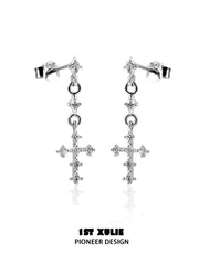 Silver Angel S925 Sterling Silver Zircon Twofold Piercing Earrings™