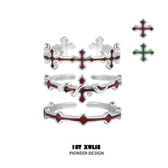 Snake Bite S925 Sterling Silver Snake ＆ Cross Adjustable Rings™