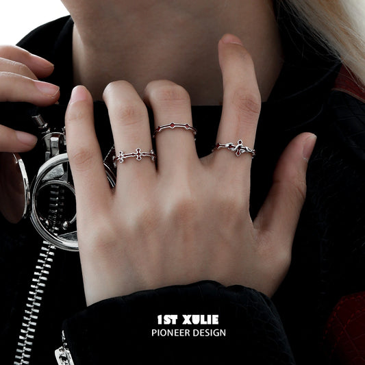 Snake Bite S925 Sterling Silver Snake ＆ Cross Adjustable Rings™
