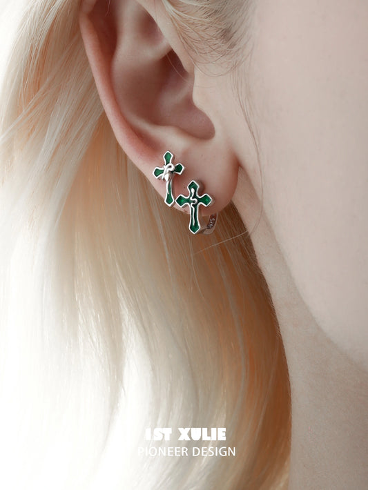 Snake Bite S925 Sterling Silver Snake ＆ Cross Earrings™