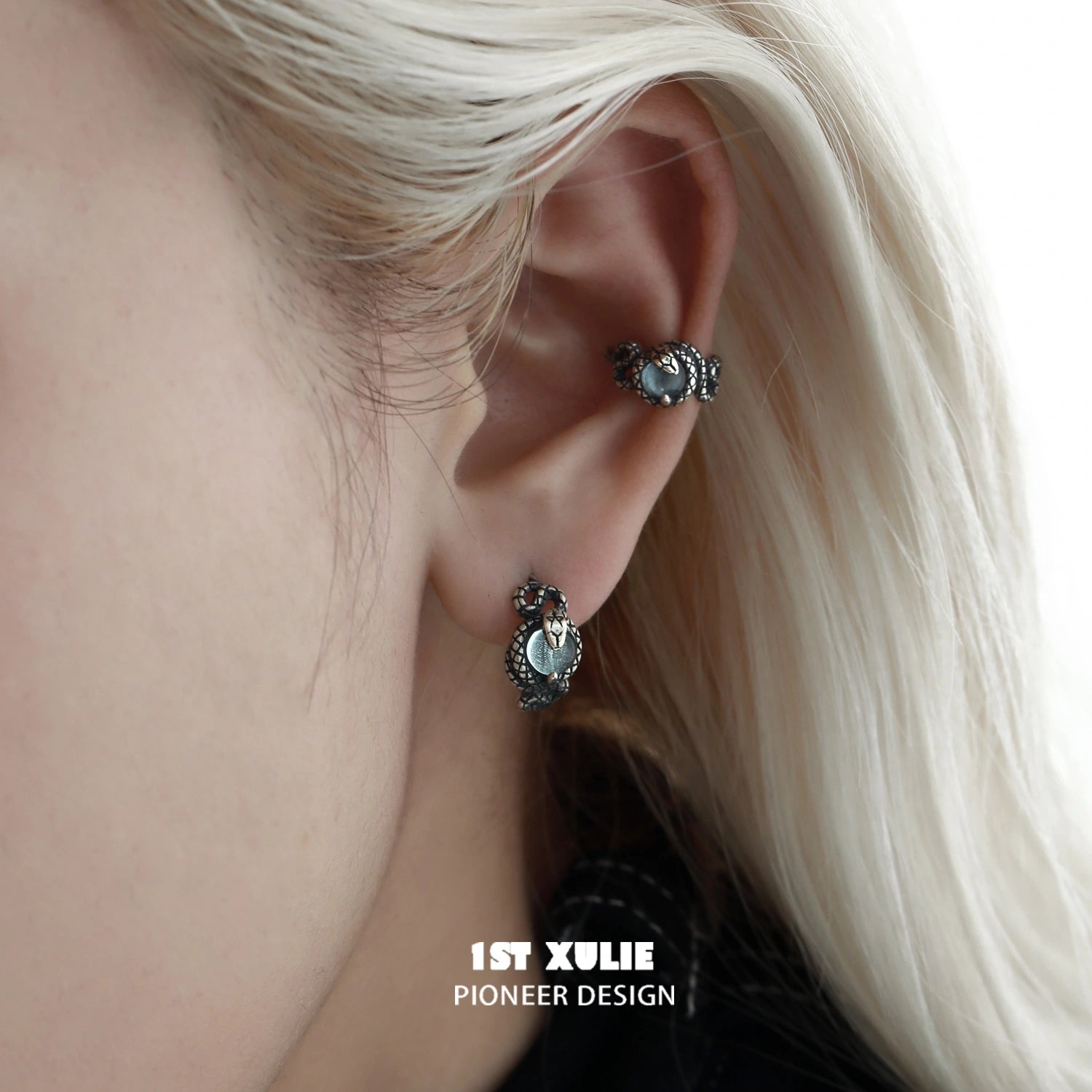 스네이크 바이트 S925 스털링 실버 에너지 크리스털 이어클립™