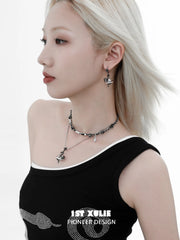 Snake Bite White × Black 18k Platinum Plated Pendant Earrings™