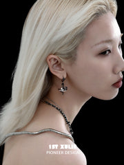 Snake Bite White × Black 18k Platinum Plated Pendant Earrings™