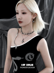Snake Bite White × Black 18k Platinum Plated Pendant Earrings™