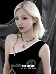 Snake Bite White × Black 18k Platinum Plated Pendant Earrings™