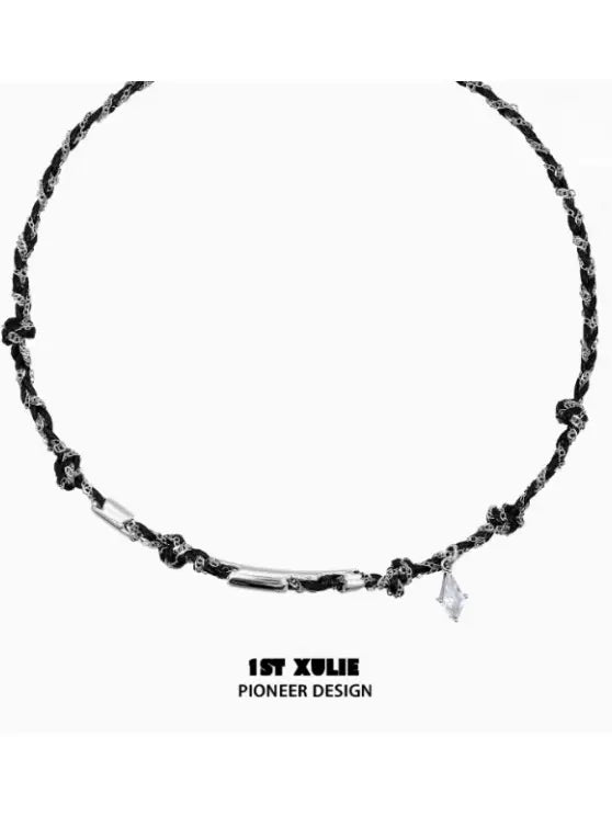 Snake Bite White × Black  Serpent 18k Platinum Plated Entwine Link Pendant Necklace™