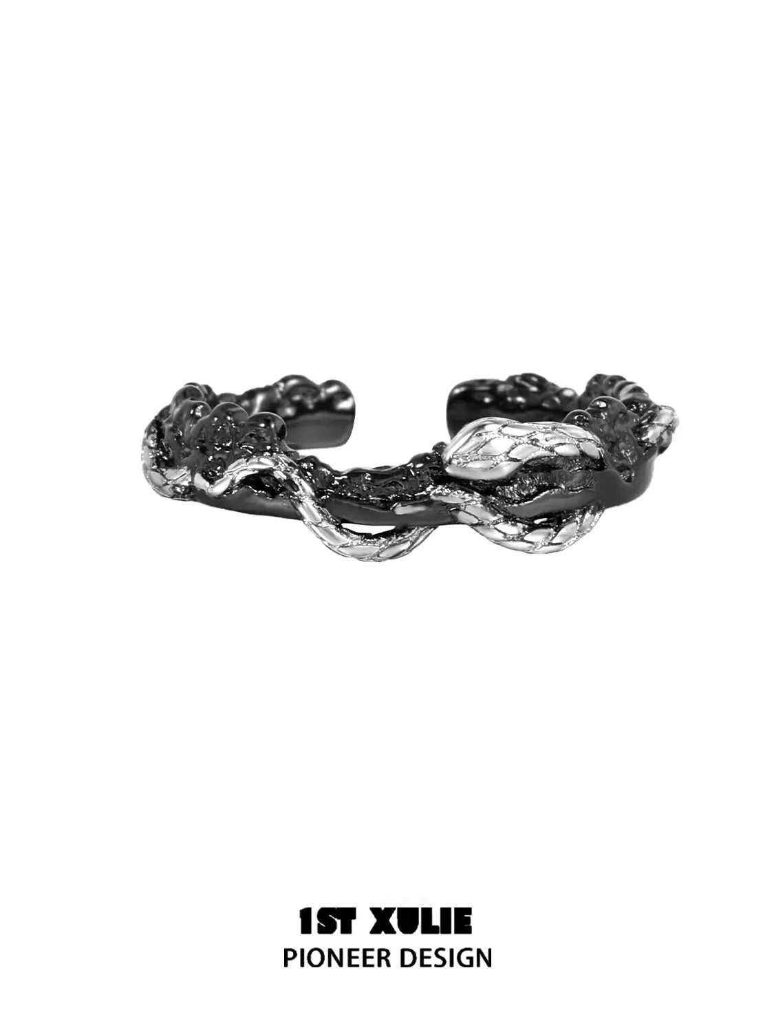 Snake Bite White × Black Serpent 925 Sterling Silver Adjustable Couple's Ring™