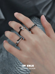 Snake Bite White × Black Serpent 925 Sterling Silver Adjustable Couple's Ring™