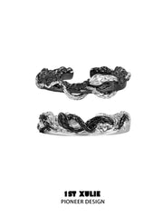 Snake Bite White × Black Serpent 925 Sterling Silver Adjustable Couple's Ring™