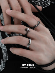 Snake Bite White × Black Serpent 925 Sterling Silver Adjustable Couple's Ring™