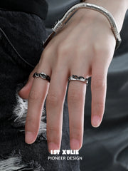 Snake Bite White × Black Serpent 925 Sterling Silver Adjustable Couple's Ring™