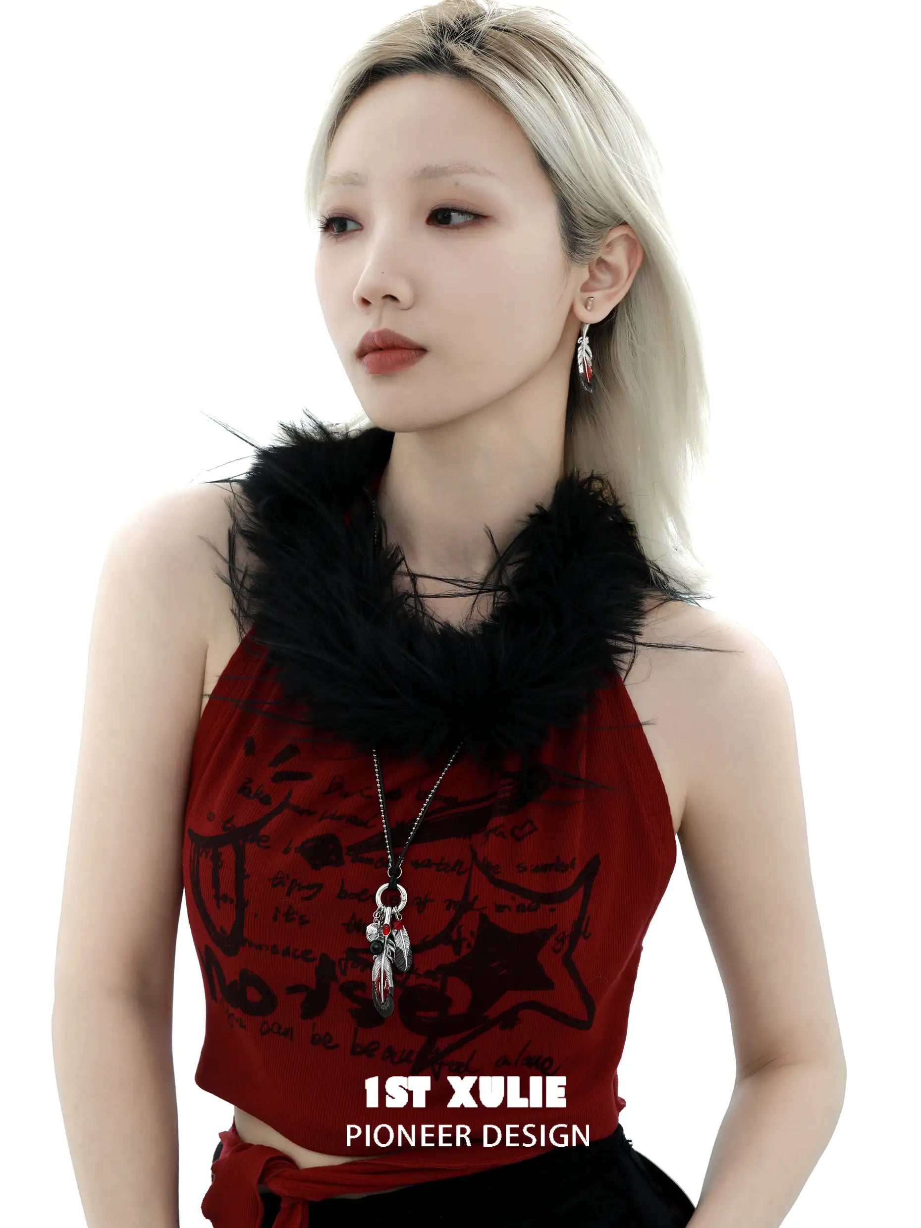 날아오르는 크레인 18K 플래티넘 도금 깃털 펜던트 목걸이™