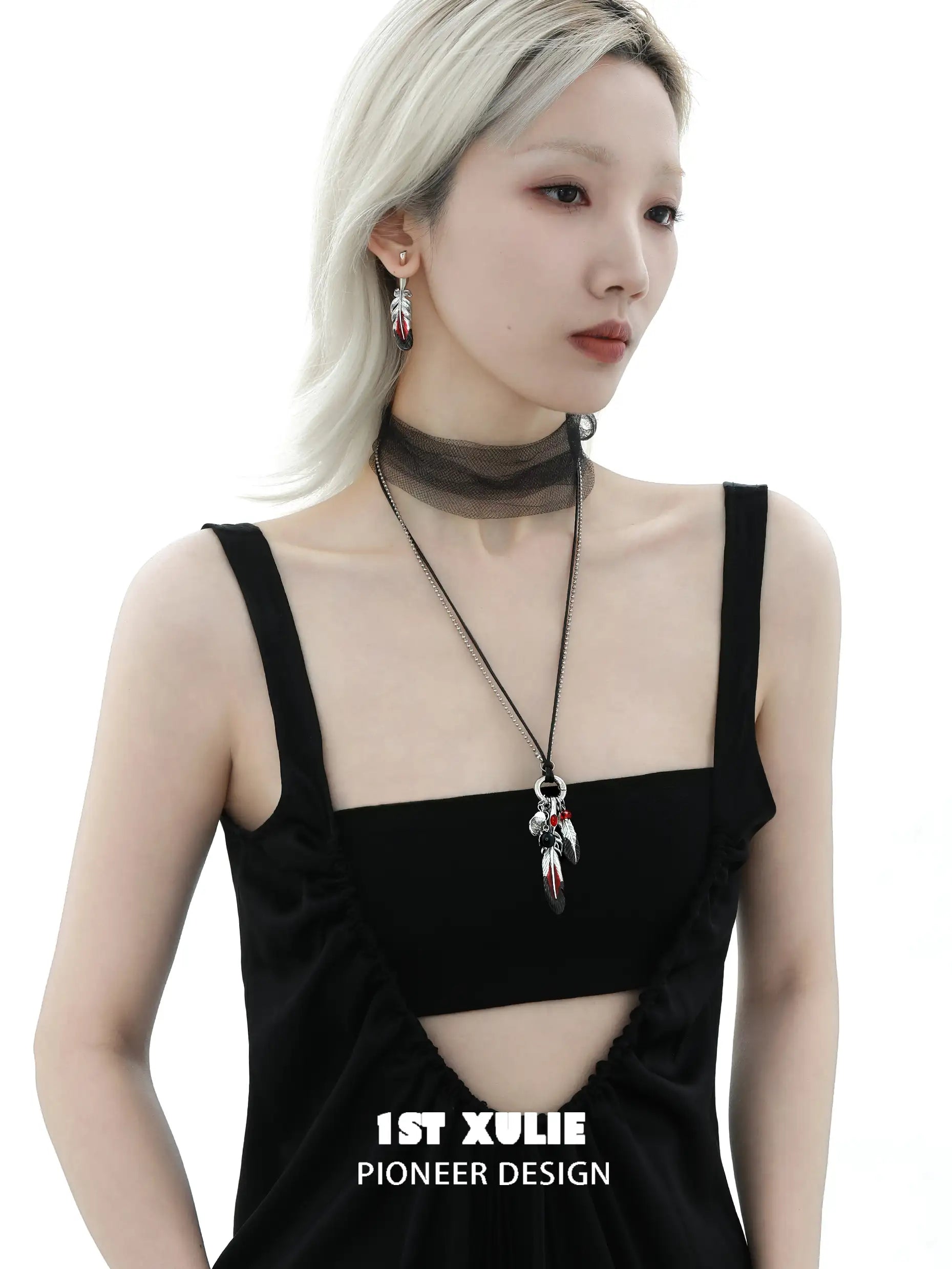 Soaring Cranes S925 18K 플래티넘 도금 깃털 귀걸이™