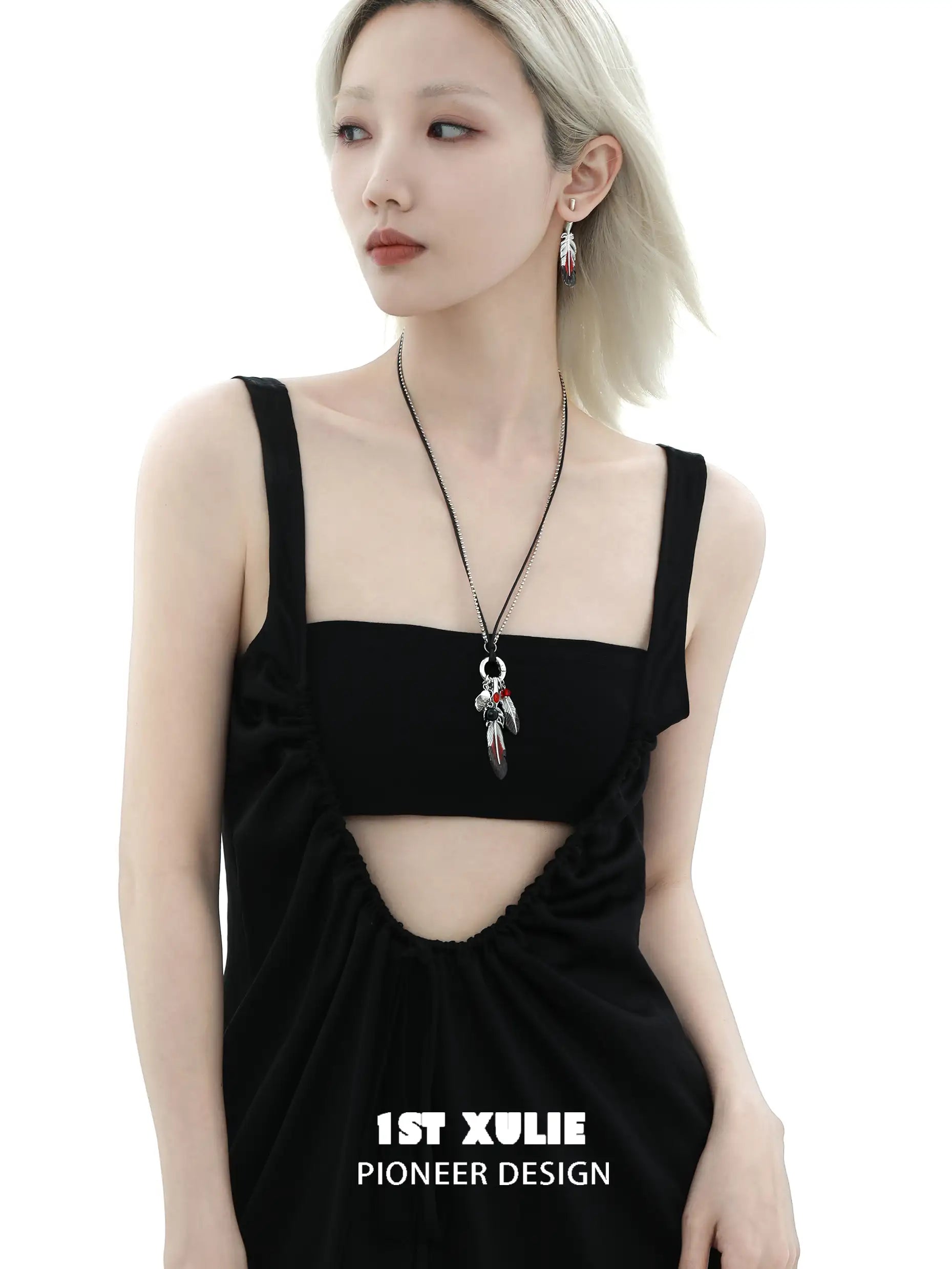 Soaring Cranes S925 18K 플래티넘 도금 깃털 귀걸이™