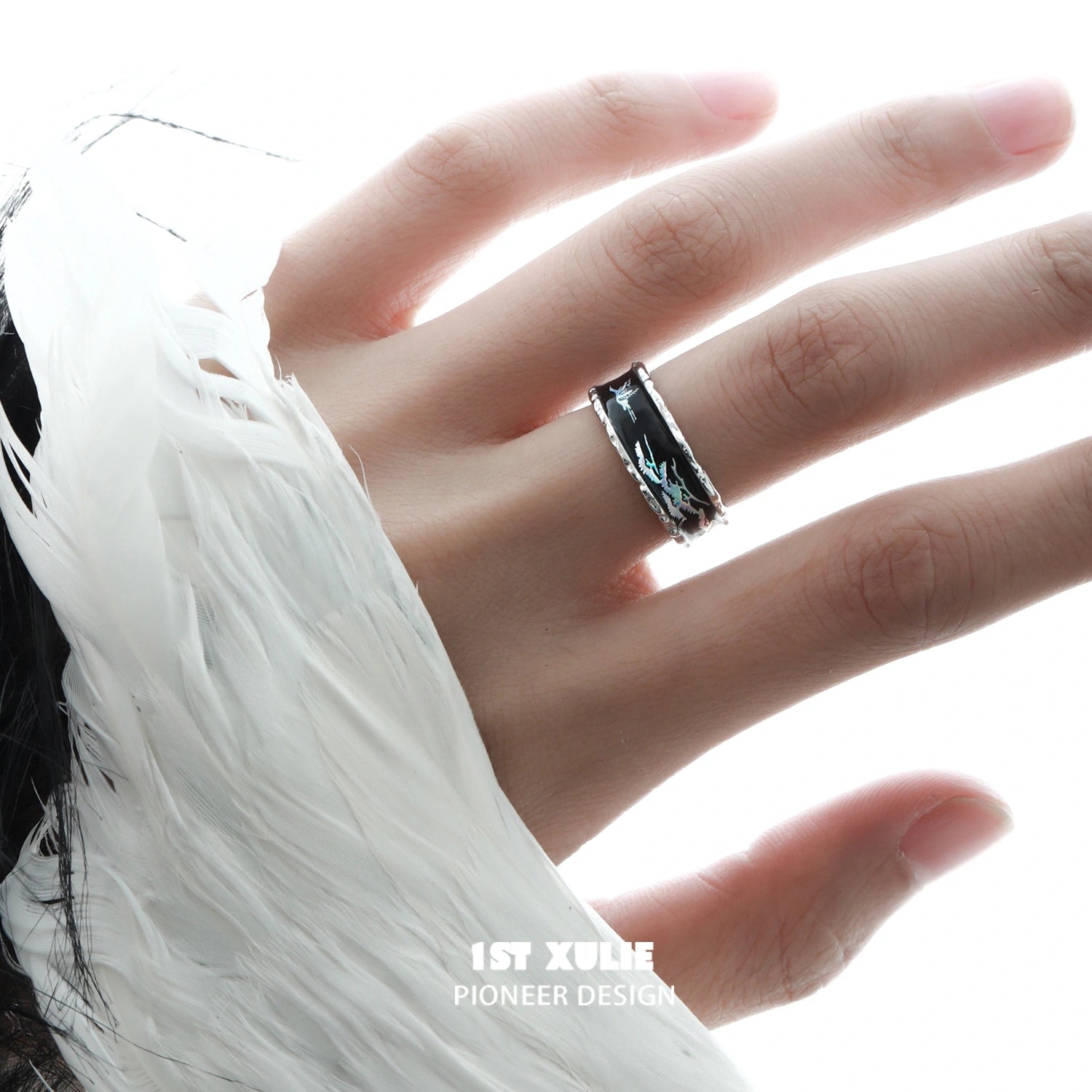 Soaring Cranes S925 스털링 실버 조절 가능 오픈 엔드 링™