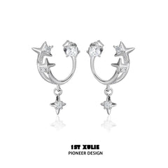 Star Trails S925 Sterling Silver Black Resin Detachable Stud Earrings™