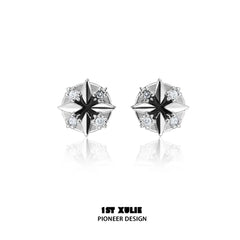 Star Trails S925 Sterling Silver Black Resin Stud Earrings™